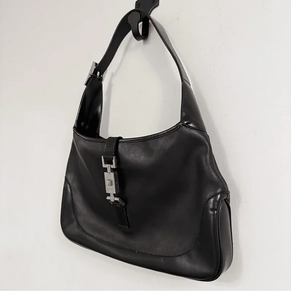 Gucci by Tom Ford Jackie Black Leather Minimalist Shoulder Bag Vintage 90s - Picture 3 of 8